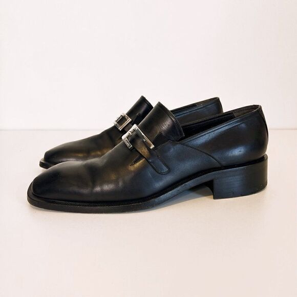 Cesare Paciotti Black Leather Square Toe Slip On Loafer - Picture 3 of 7